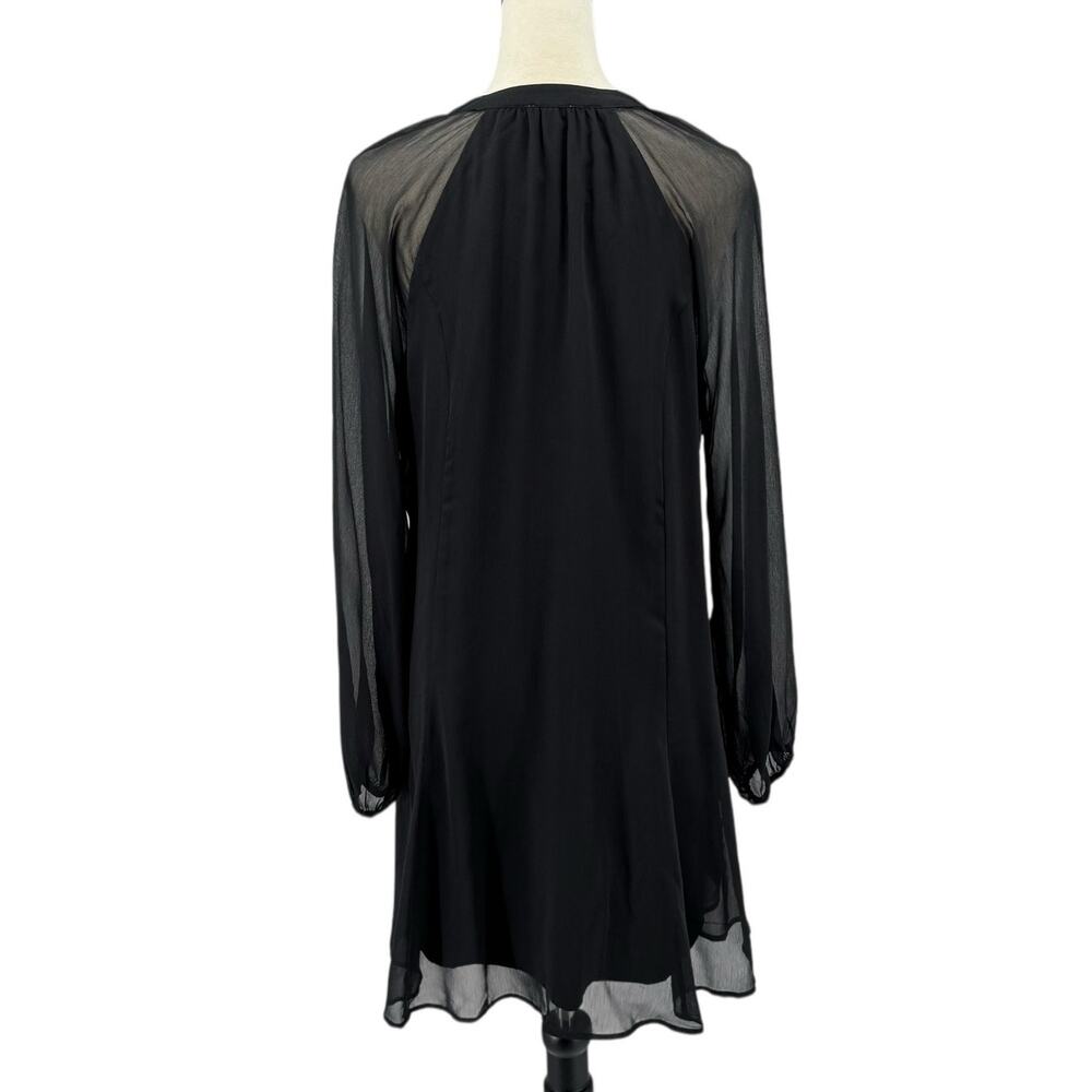 Joie Black Sheer Chiffon Long Balloon Sleeve Detailed Button Mini Party Dress - Picture 5 of 14